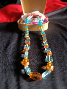 Handmade Blue Orange Crystal Necklace 💙🧡