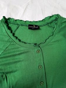 Green Colour Body Fit Short Top