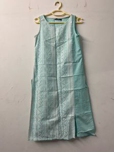 Sleeveless Sea Green Kurti