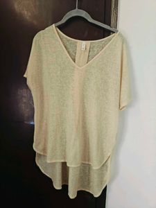 Beige V-Neck Top