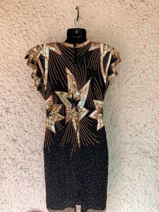 STAR STUDDED BEADED CUT DANA DRESS