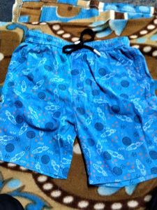 Boys Blue Printed Shorts