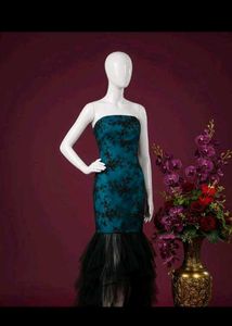 Elegant Teal & Black Gown