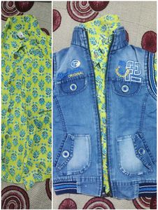 Boys Shirt & Denim Jacket Set