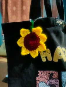 Crochet Sunflower Bag Charm