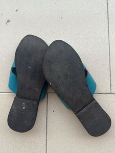 Blue Leather Crossover Sandals - Size 36