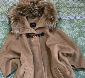 McGinn Wool Cape with Fur Hood