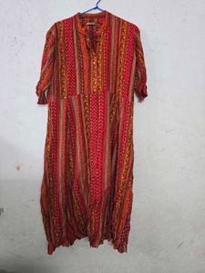 Striped Red Ethnic Dress