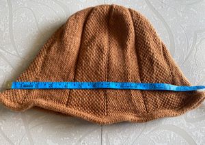 Brown Flared Knitted Winter Hat