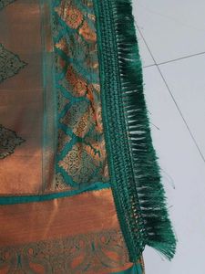 Gray with green silk Saree