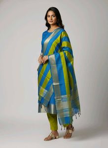 Elegant Blue Kurta Set with Dhupata 💫