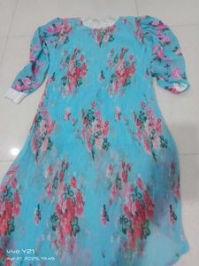 Blue Full Gown With Ballot Sleeve