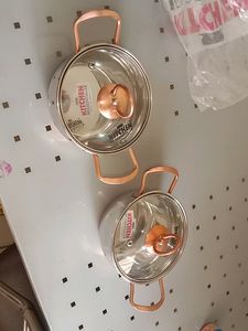 Set Of 2 Steel Handis With Glass Lid