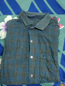 Vintage Blue Plaid Short Sleeve Shirt