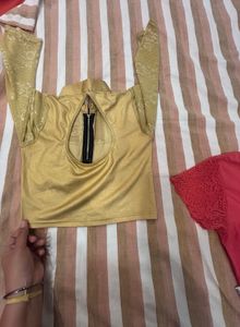Gold &amp; Peach Coloured Blouses - Free Sizes