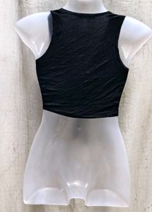 16137. Black Tie Front Crop Top