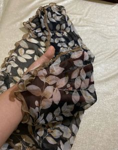 Ruffled Floral Print Scarf