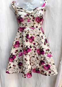 8412. Floral Off-Shoulder Fit &amp; Flare Dress