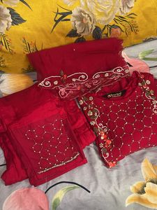 Red Embroidered Salwar Kameez