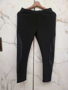 Black Gym Pant With Net Design