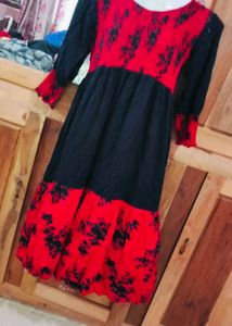 Red &amp; Black Midi Dress