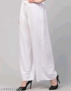 White Embroidered Palazzo Pants
