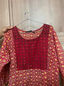 Red Printed Kurta