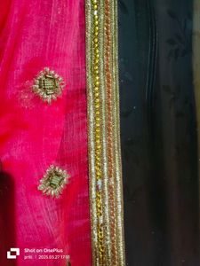 Pink saree with golden work