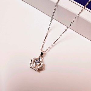 Silver Dancing Diamond Queen Pendant Necklace