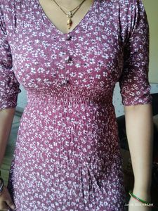 Ankle Length Purple Dress Flower Printed