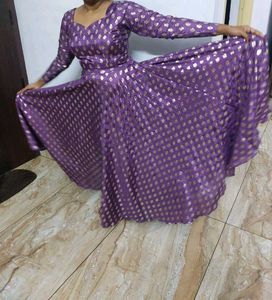 Purple &amp; Gold Flared Skirt &amp; Princecut Blouse