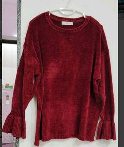Burgundy Velvet Bell Sleeve Top