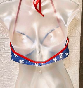 New Piece Blue Bikini Padded Top/ Fixed Price