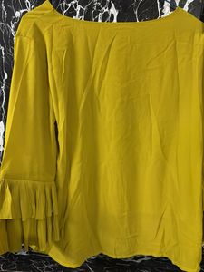 CODE Mustard Flared Sleeve Top