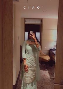 Mint Green Embroidered Sharara Suit