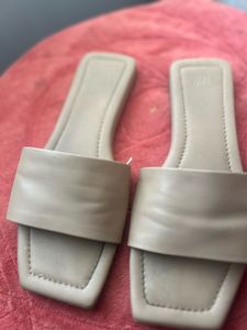 H&M Beige Square Toe Slides