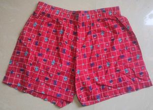 Red Plaid Patterned Shorts