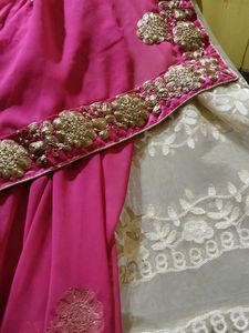 Pink Embellished Saree