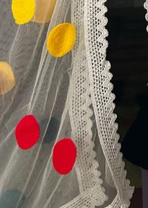 White Net Polka Dot Dupatta (dyeable)
