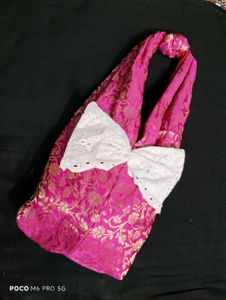 Pink Brocade Bow Bag