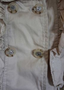 Ruffled Beige Trench Coat