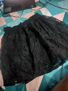 Black Floral Mini Skirt