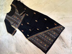 Black Kantha Stich Kurta