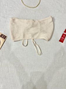 Forever 21 Cream Tie-Front Tube Top