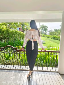 Elegant White Polka Dots Crop Top