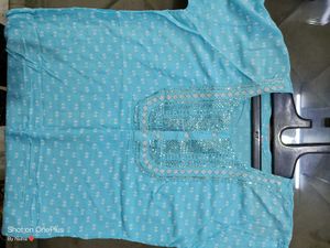 🇳🇿💫💗Aqua Polka Dot Office Wear Kurti