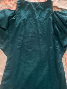 Chic Teal Cold-Shoulder Dress