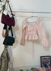 Pink Checkered Long Sleeve Top