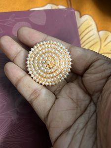 Umbrella Ring In Rose Gold Polish with White Beads