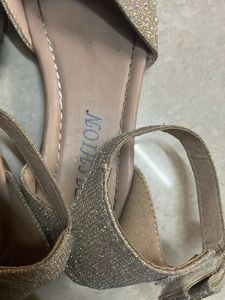 Sparkly Gold Ankle Strap Flats